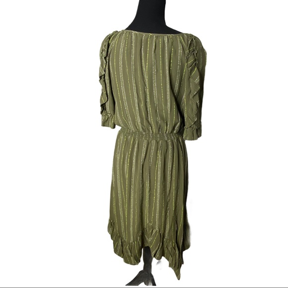 Kaari Blue green striped pesant dress size large - Picture 3 of 13